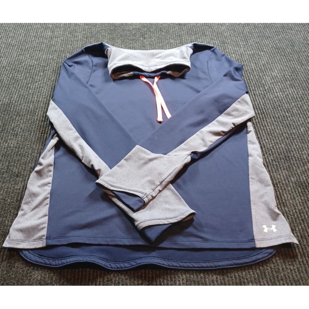 UNDER ARMOUR HeatGear Women SZ Large‎ Blue Drawstring Long Sleeve Hoodie Jacket
